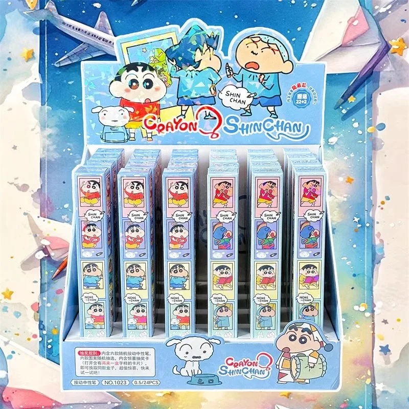 6Pcs Cartoon Crayon Shin-Chan Gel Pen Exquisite Blind Box Packaging Neutral Pen Student Stationery Office School Supplies Gifts
