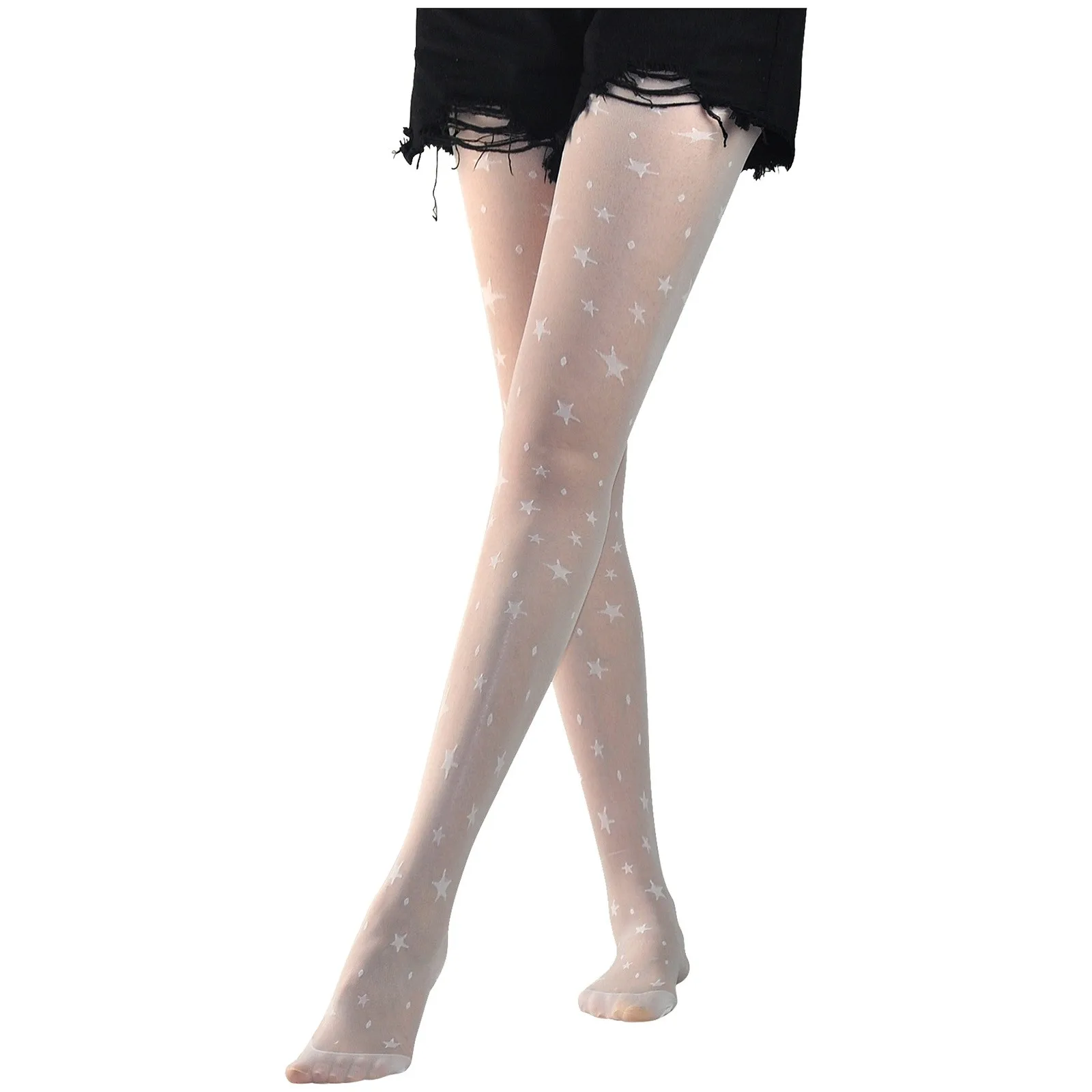 Women\'s Sexy Ultra Thin Star Jacquard Pantyhose Transparent Leggings Anti Hook Black Stockings Warm Tights for Women Winter
