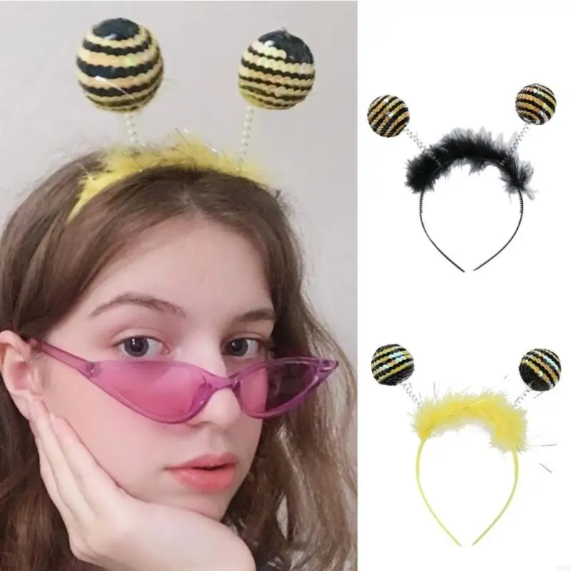 39bbハロウィーンビーヘッドバンドビーアンテナ触手ヘアフープアニマルコスプレコスチューム女性女子パーティー用品