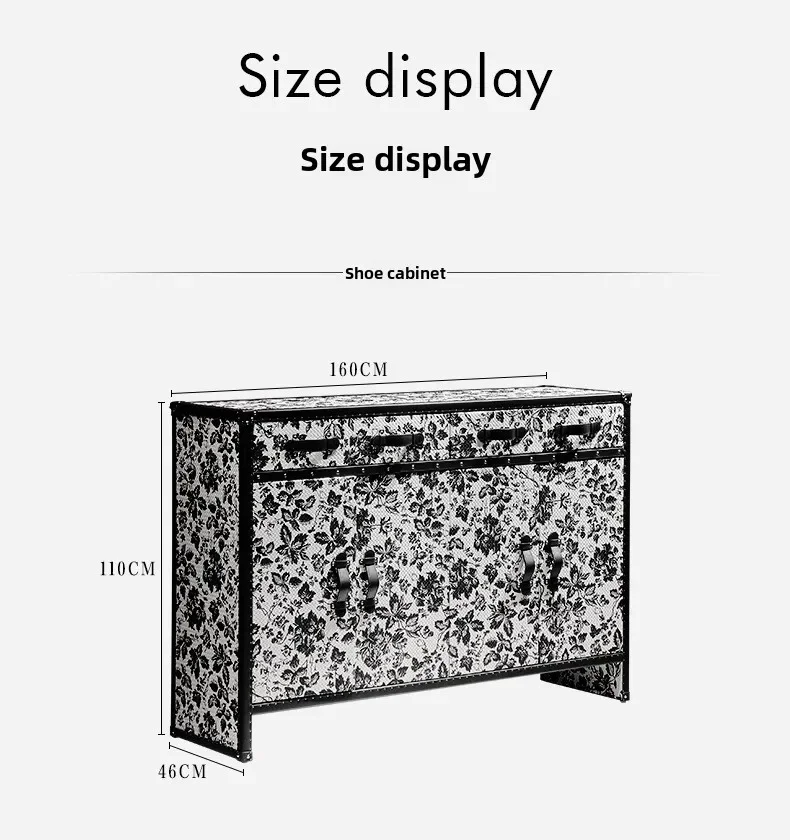 イタリアのミニマリストレトロスタイルの老眼用革靴キャビネット、家の玄関にあるハードボックスエッジキャビネット、エントランスキャビネット