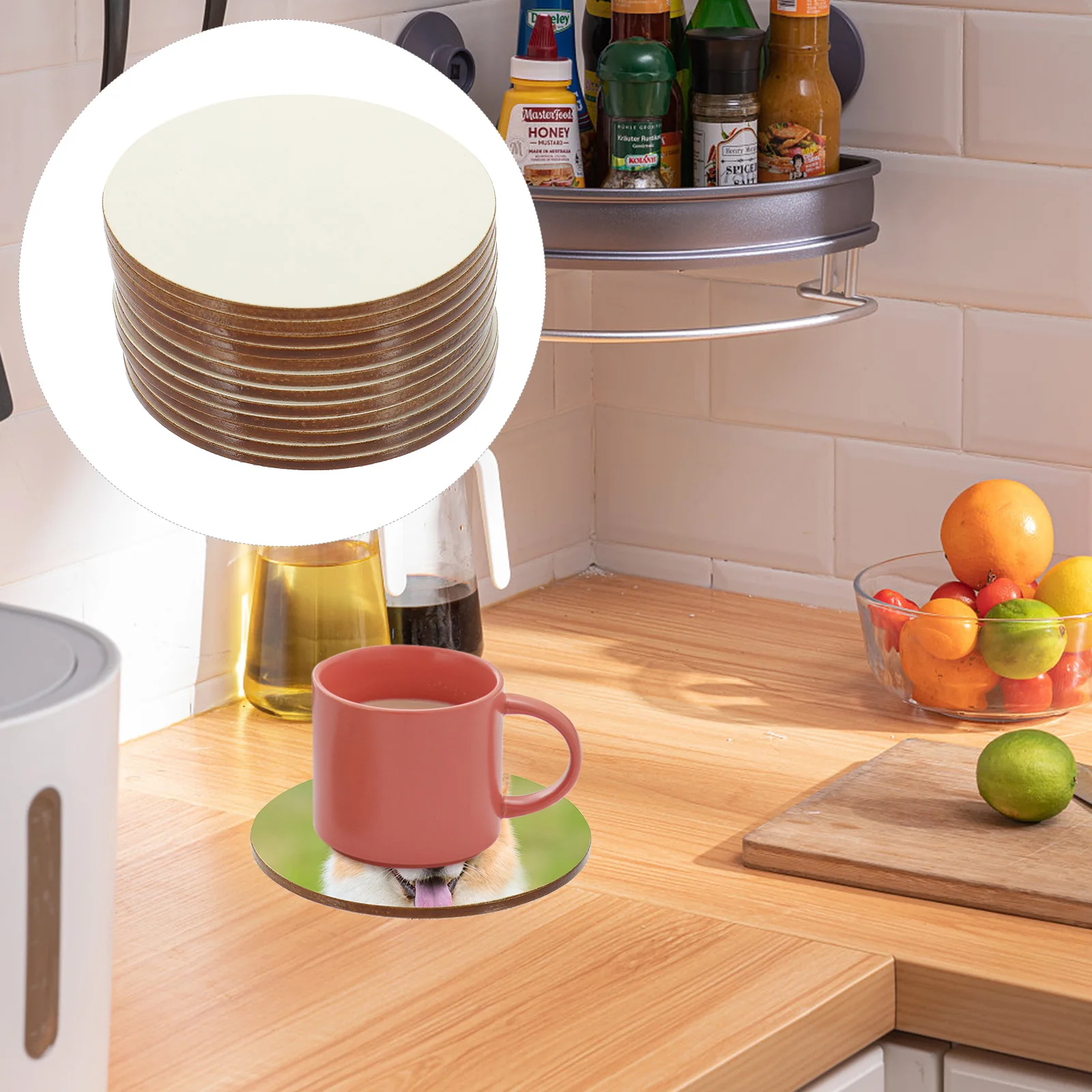 

12pcs Sublimation Coasters Blanks Cup Pad Mdf Smooth Surface Diy Printable For Home Kitchen Car Use Cup Coaster Set