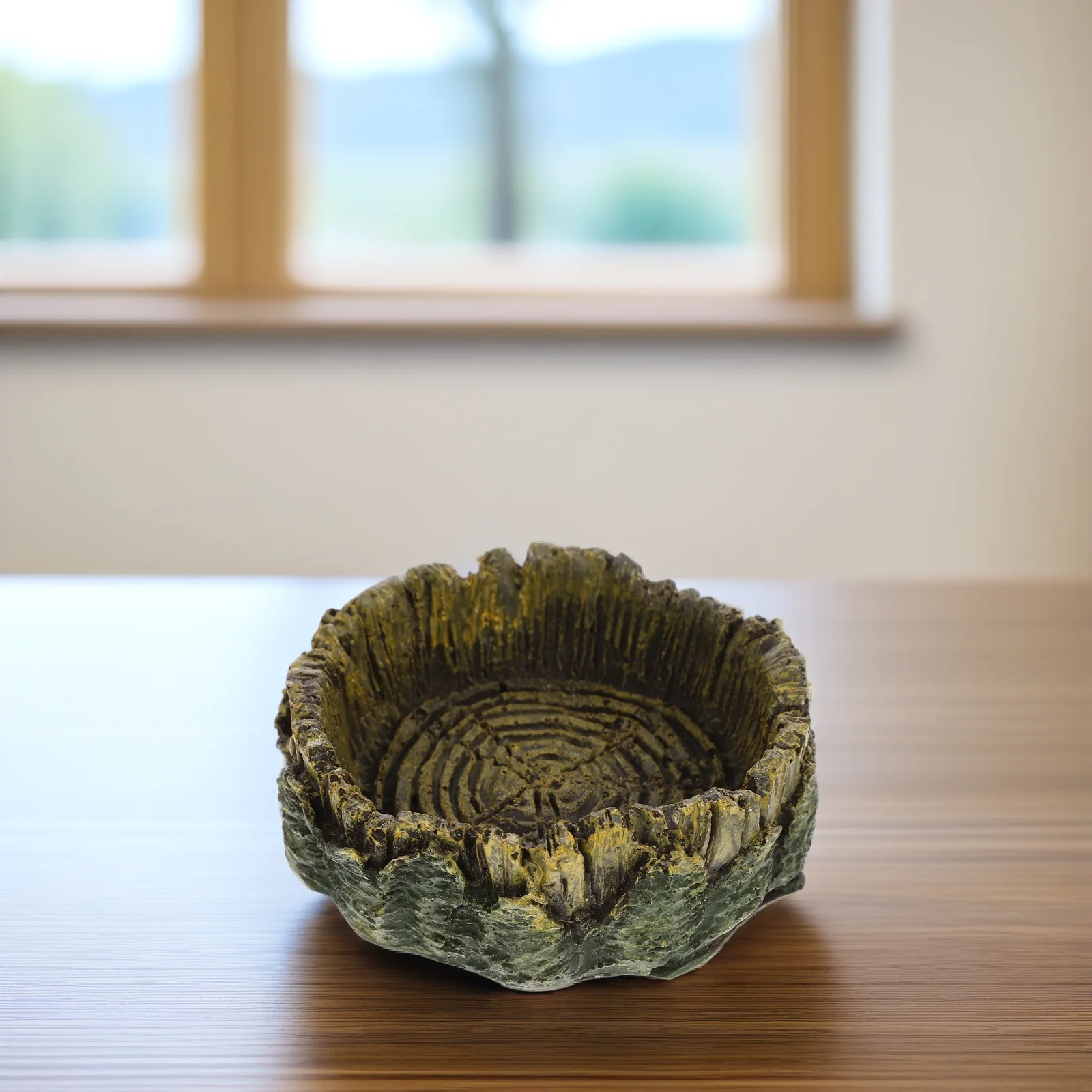 

Reptile Feeding Bowl Imitation Wood Grain Non-Slip Resin Food Water Dish for Bearded Dragon Lizard Snake Tortoise Terrarium
