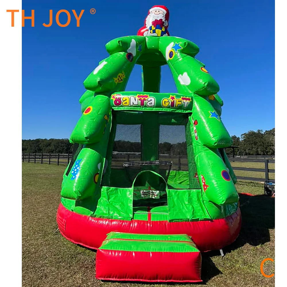 fast air ship to door, Commercial Inflatable Christmas Tree Bounce House, 2025 new Xmas Bouncy Jumping Bouncing Castle for Kids