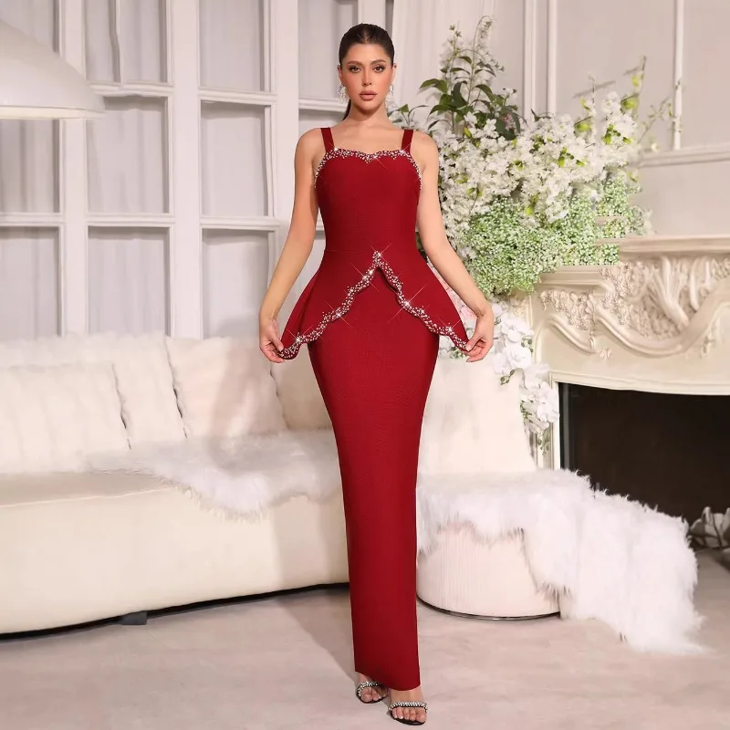 

New Elegant Women 2piece Bandage Dress Sexy Long-sleeved Dress