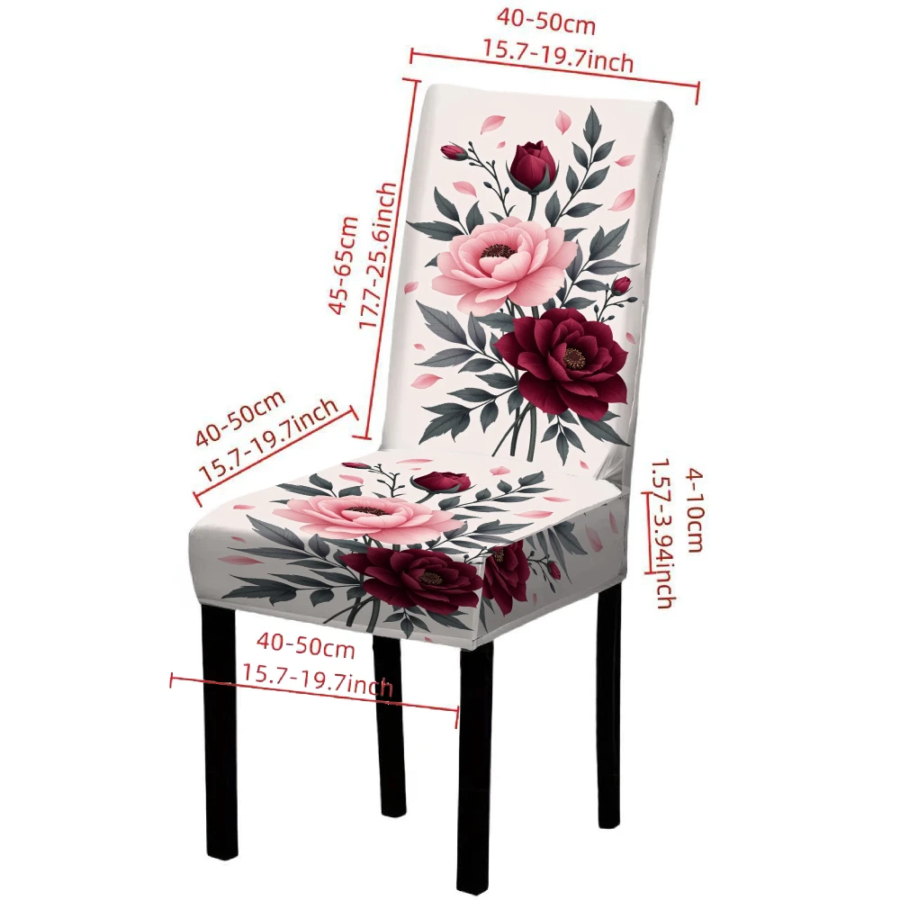4/6pcs Elastic chair cover Floral Print Stretch Dining Room Seat Covers Removable Washable Protector Home Decor Set