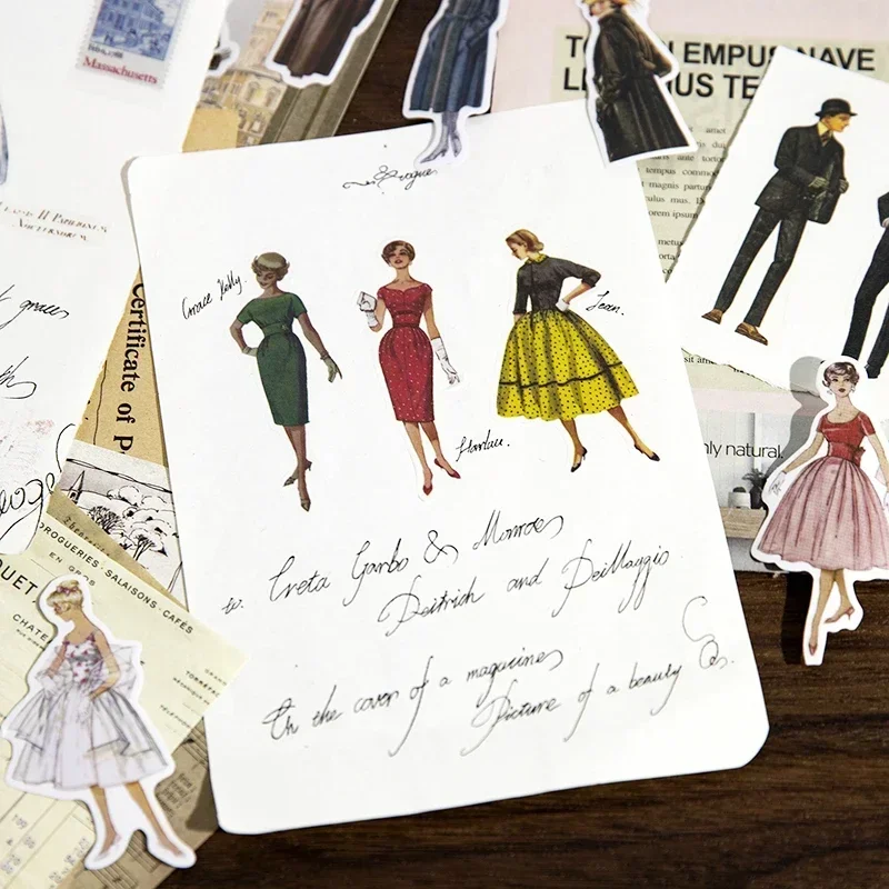 30 Piece Retro Figure Sticker Set Vintage Portrait Series for Scrapbooks Story Journals