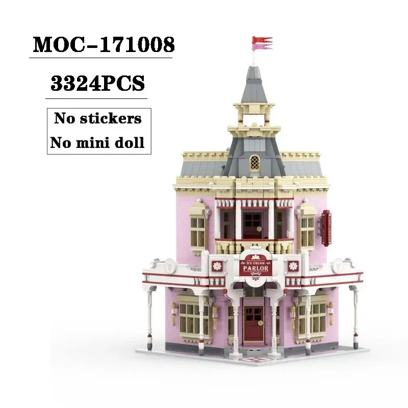 Building Block MOC-171008 Street Corner Ice Cream Shop 3324PCS Adult and Children's Puzzle Education Birthday Christmas Toy Gift