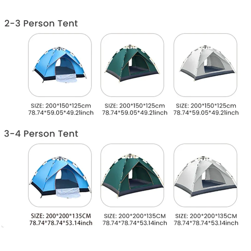 Factory Wholesale Automatic Camping Glamping Tent Outdoor Double-Layer Tent 3-4 Person Portable Waterproof Folding Tent