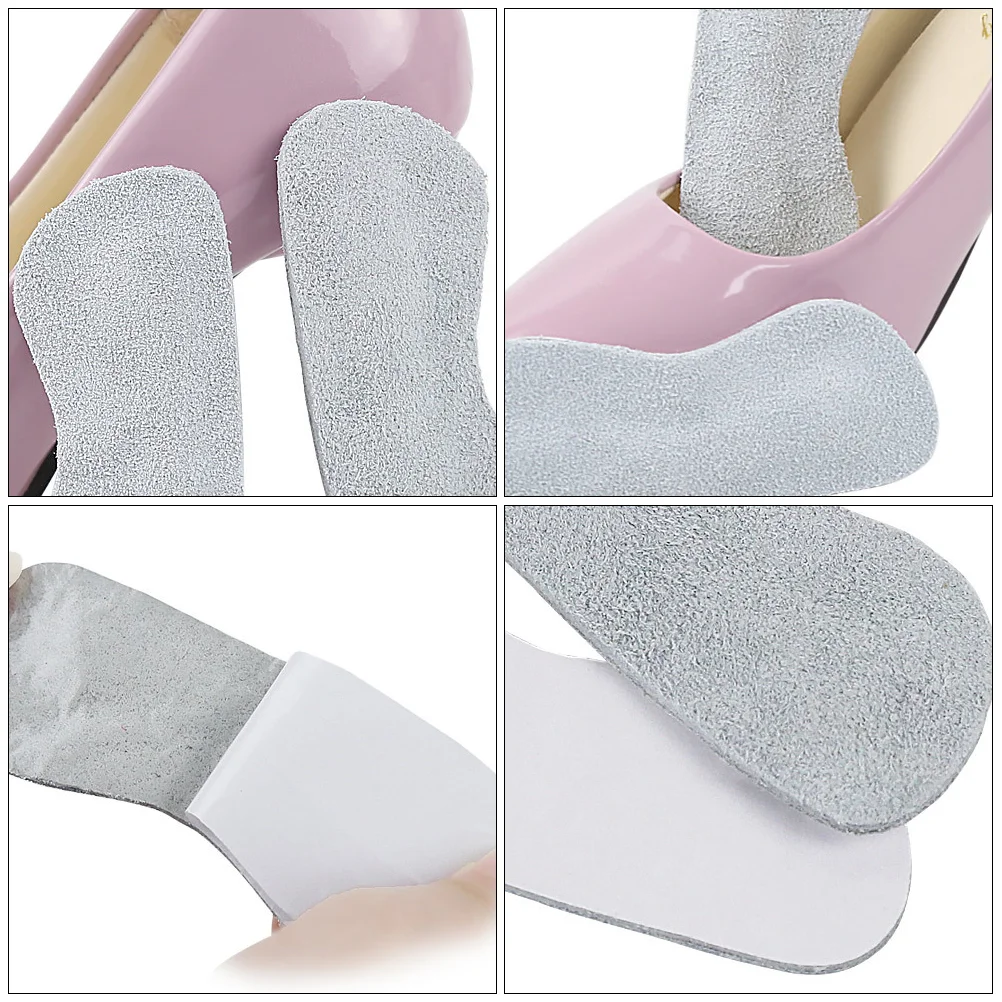 4 Pairs Shoe Insoles Post after Suede Heel Liners Boots Grips Grey Half Women's