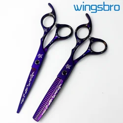 6.5''Profession Hairdressing Scissor,Hair Cutting Tool,High-grade blue pattern cut , Sharp Scissor thinning Scissor for Barber