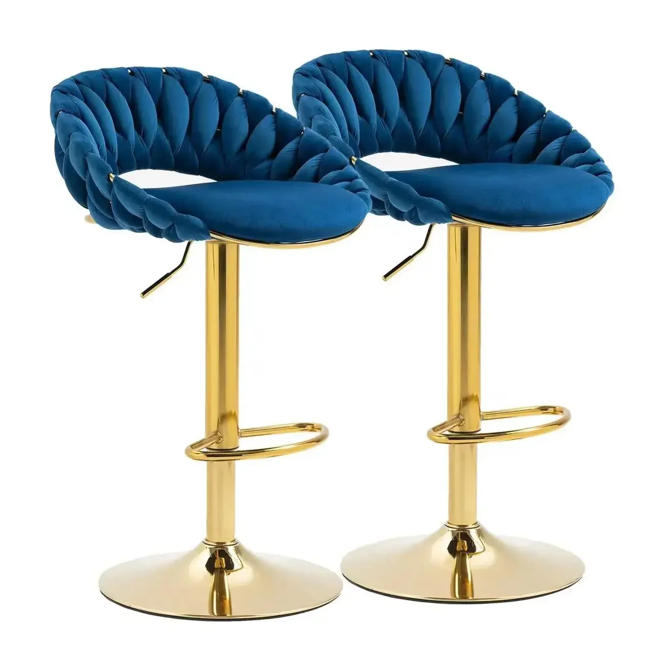 

Hot sales Logo Nightclub Modern Living Room Luxury Swivel Adjustable Weave Pink Velvet Bar Stool
