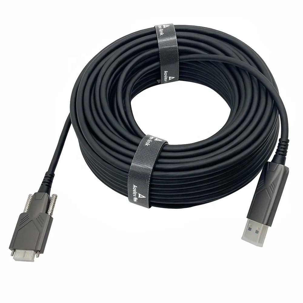 USB 3.0 Type-A Micro B Cable With Screws Optical Fiber High Flexibility  For  Industrial