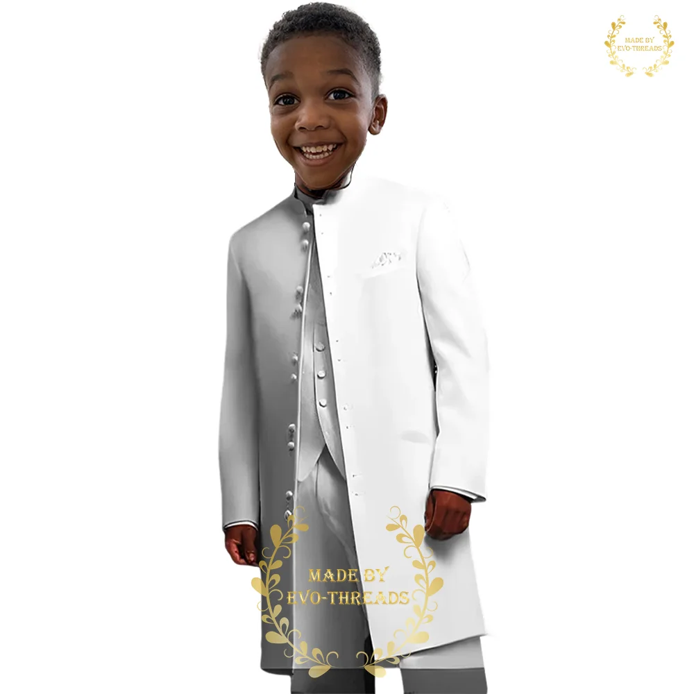 

Children Formal Tuxedos Suit Size 2-16T Long Jacket Vest Pants Sets for Piano Performance Birthday Party Costume Tailored Tuxedo