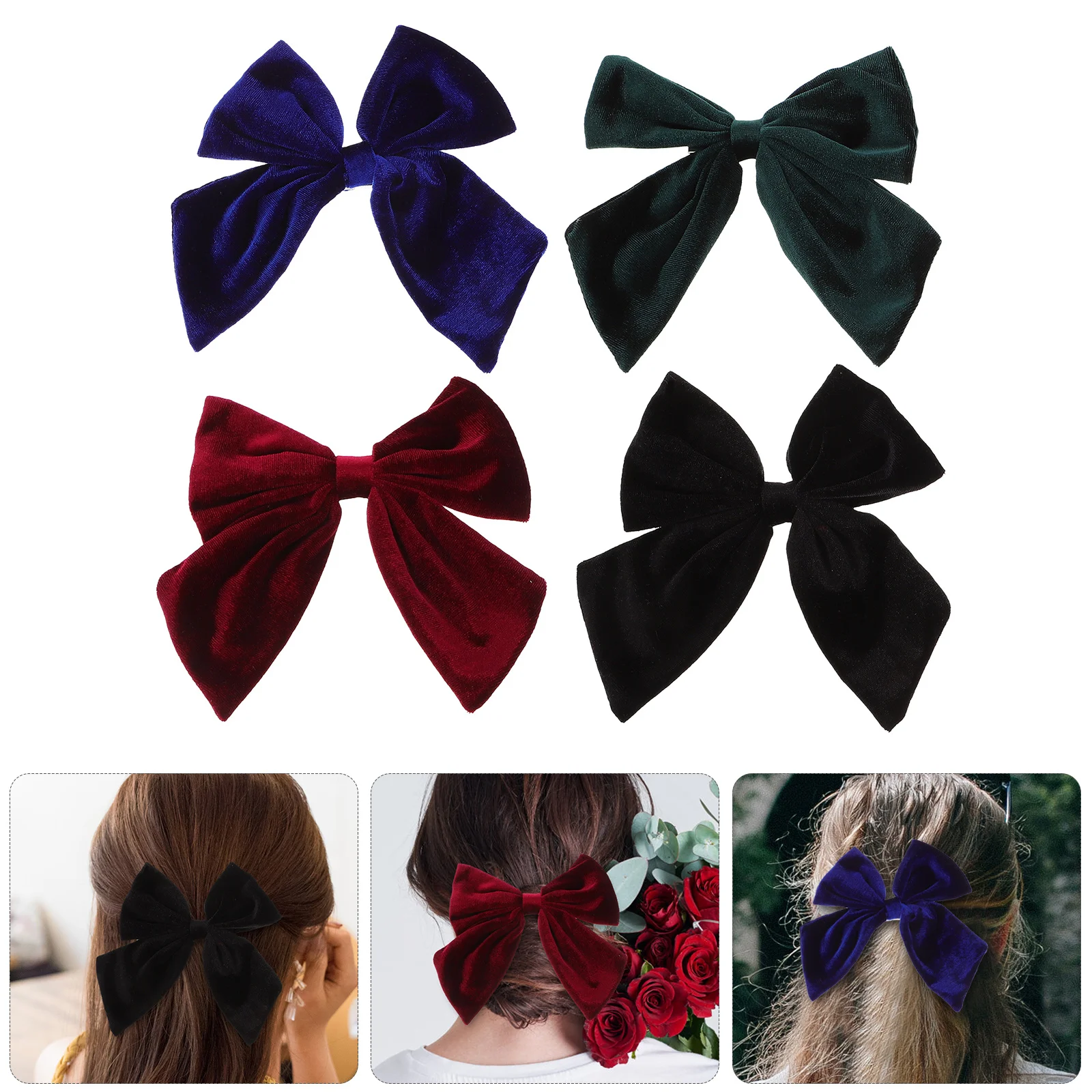 

4 шт. большие заколки-бантики, милые легкие декоративные заколки для волос для девочек, для дня рождения, вечеринки, выступления