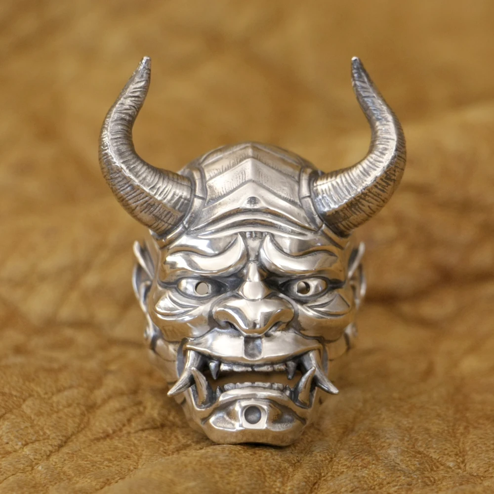 925 Sterling Silver Japanese Ghost Prajna Skull Punk Ring TK388 Open US Size 8~15 BZ
