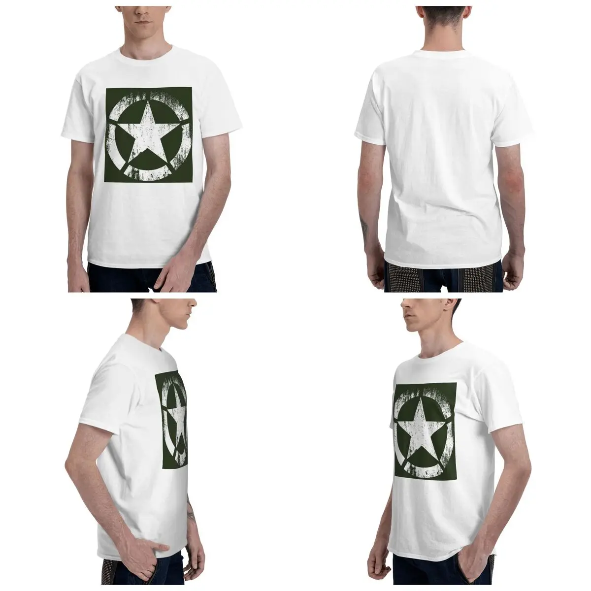 100% القطن أمريكا الجيش العسكري ستار تي شيرت الرجال الموضة المتضخم تي شيرت الرجال س الرقبة قمصان صيفية بلايز S-6XL