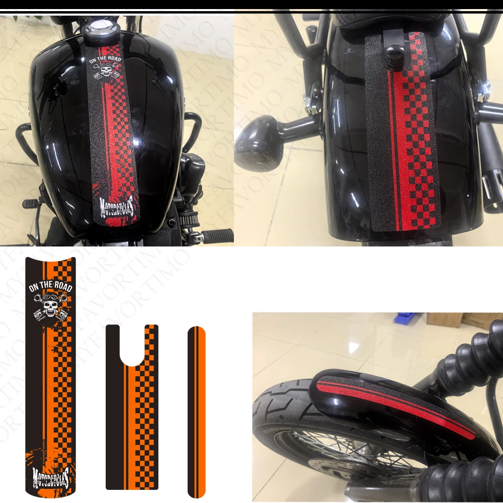 

Motorcycle For Street Bob 107 114 117 Tank Pad TankPad Cap Grips Gas Fuel Knee Stickers Decals Protector