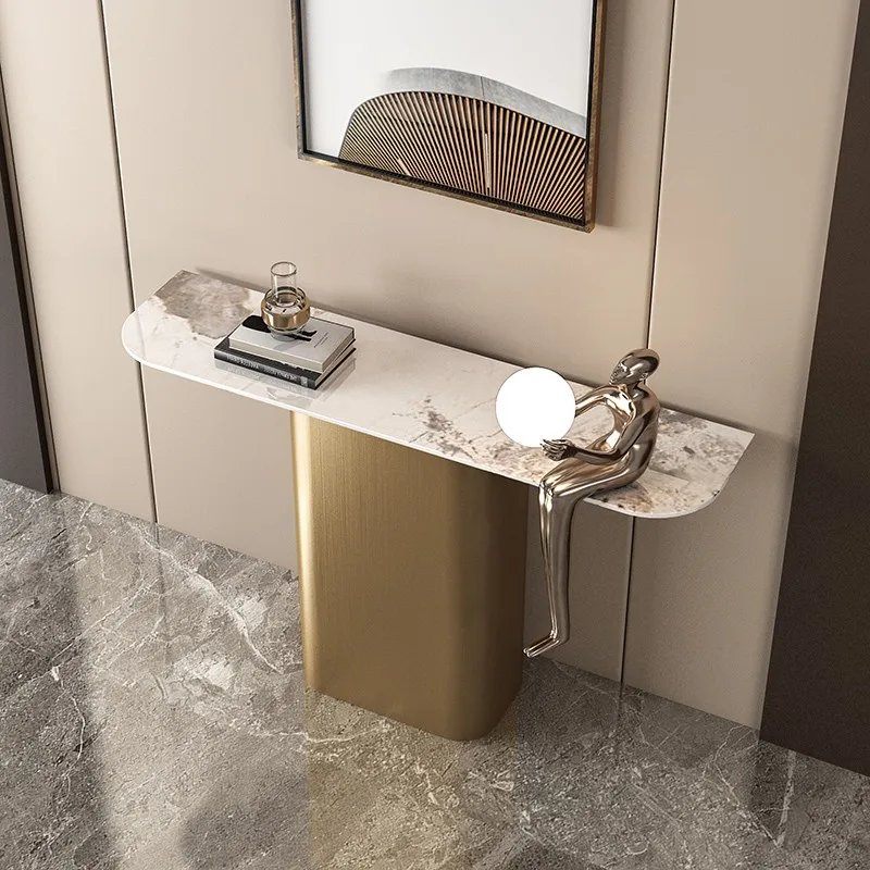 Light Luxury Simple Console Table Minimalist Home Entryway Table Large Capacity Italian Mesa Hall Living Room Furniture