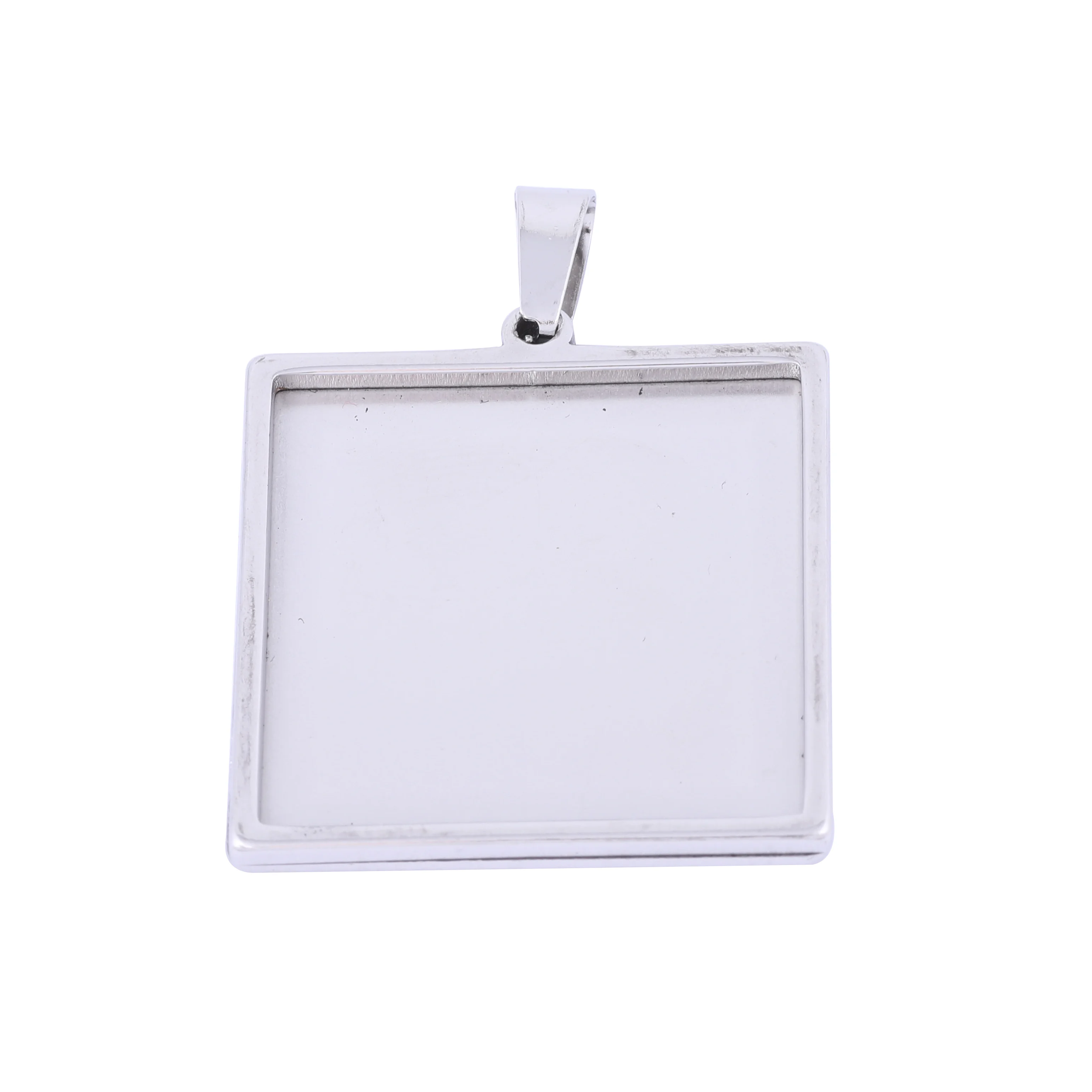 

onwear 10pcs stainless steel 25mm square cabochon setting trays diy blank pendant bezel for jewelry necklace making