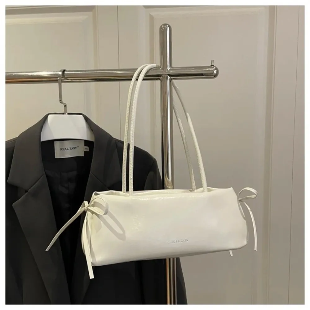 Vintage Einfarbige Damenhandtasche aus Weichem PU-Leder mit Knoten Schultertasche Unterarmtasche – Detail 17