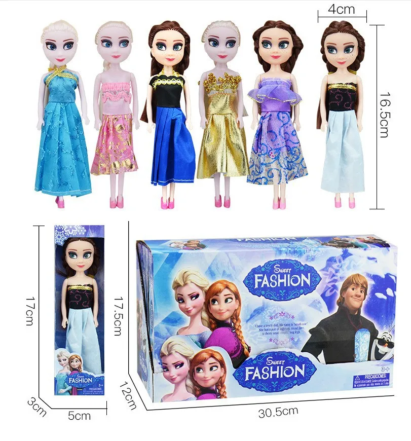 16CM Disney Frozen Princess doll Snow Queen Elsa Doll Princess Anna Elsa Doll Fairy Toys Kids Girls Birthday Gifts Random 1pcs