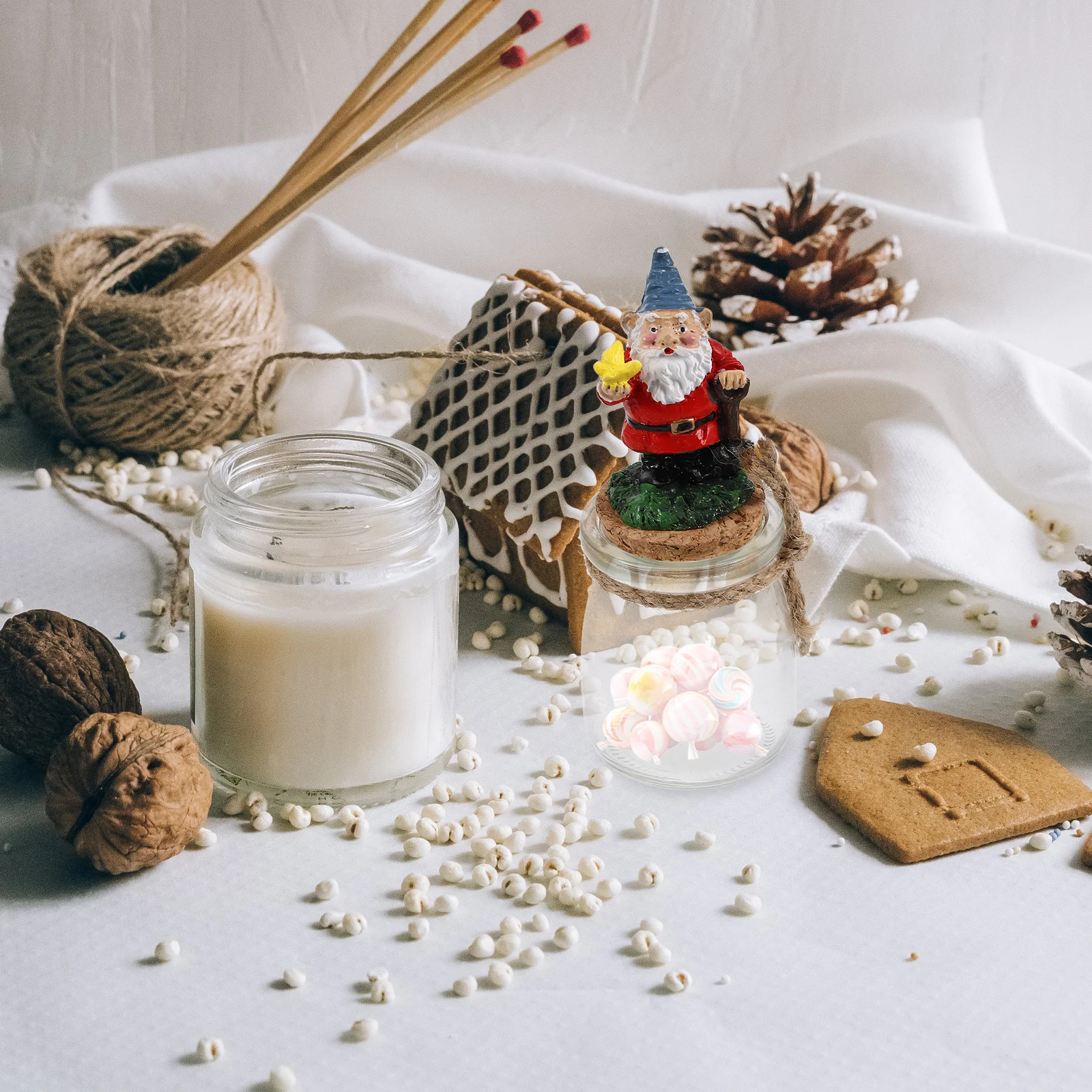 

Resin Christmas Gnome Candy Jar Decorative Dwarf Storage Container Holiday Treats Home Desk Mantle Decor Gnome Candy Jar