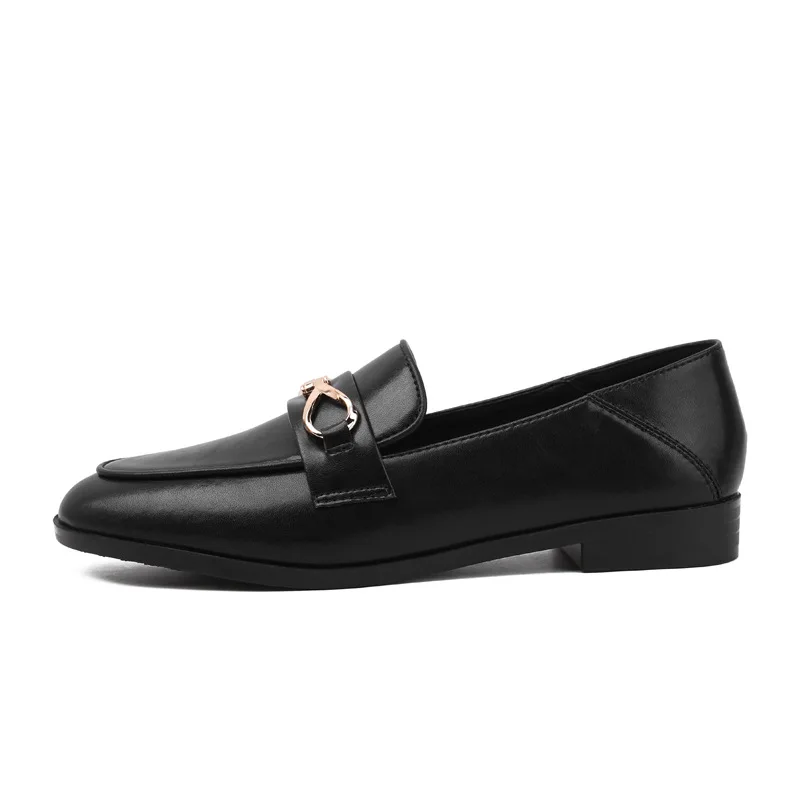 Black Leather Flat Loafers Soft Designer Women Shoes Driving Shoes Walking Shoes Student Shoes