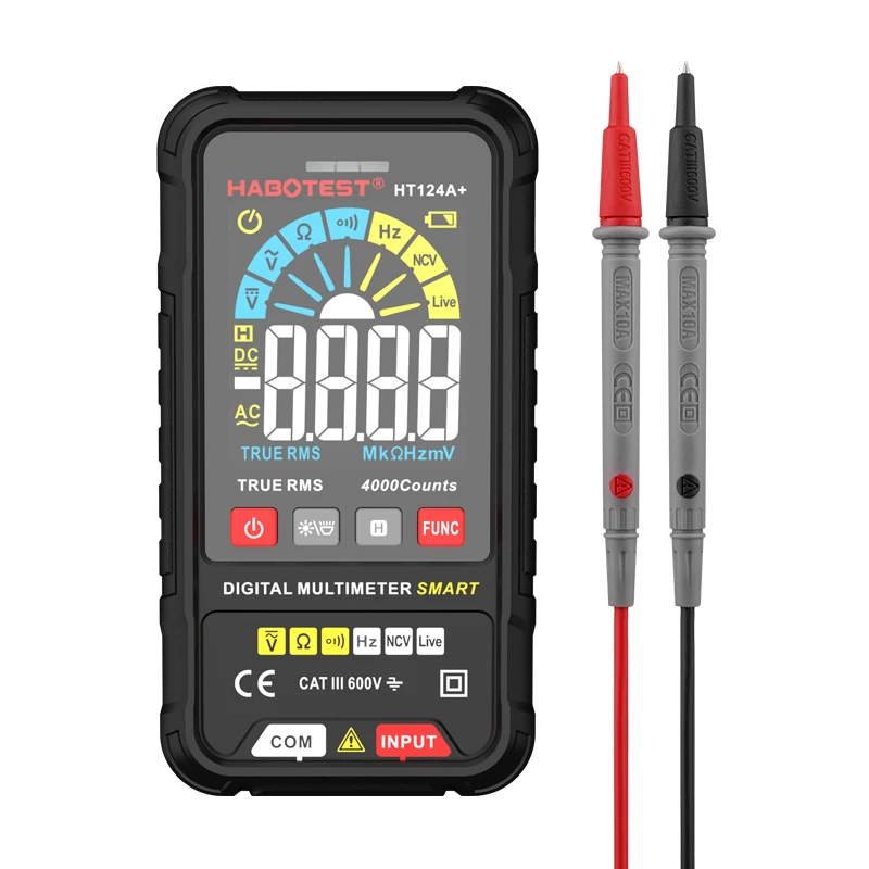 

HABOTEST HT124A+ Digital Multimeter Smart True RMS Handheld Portable AC/DC Voltage Tester Auto Range LCR 0.5% Accuracy 3-Digit