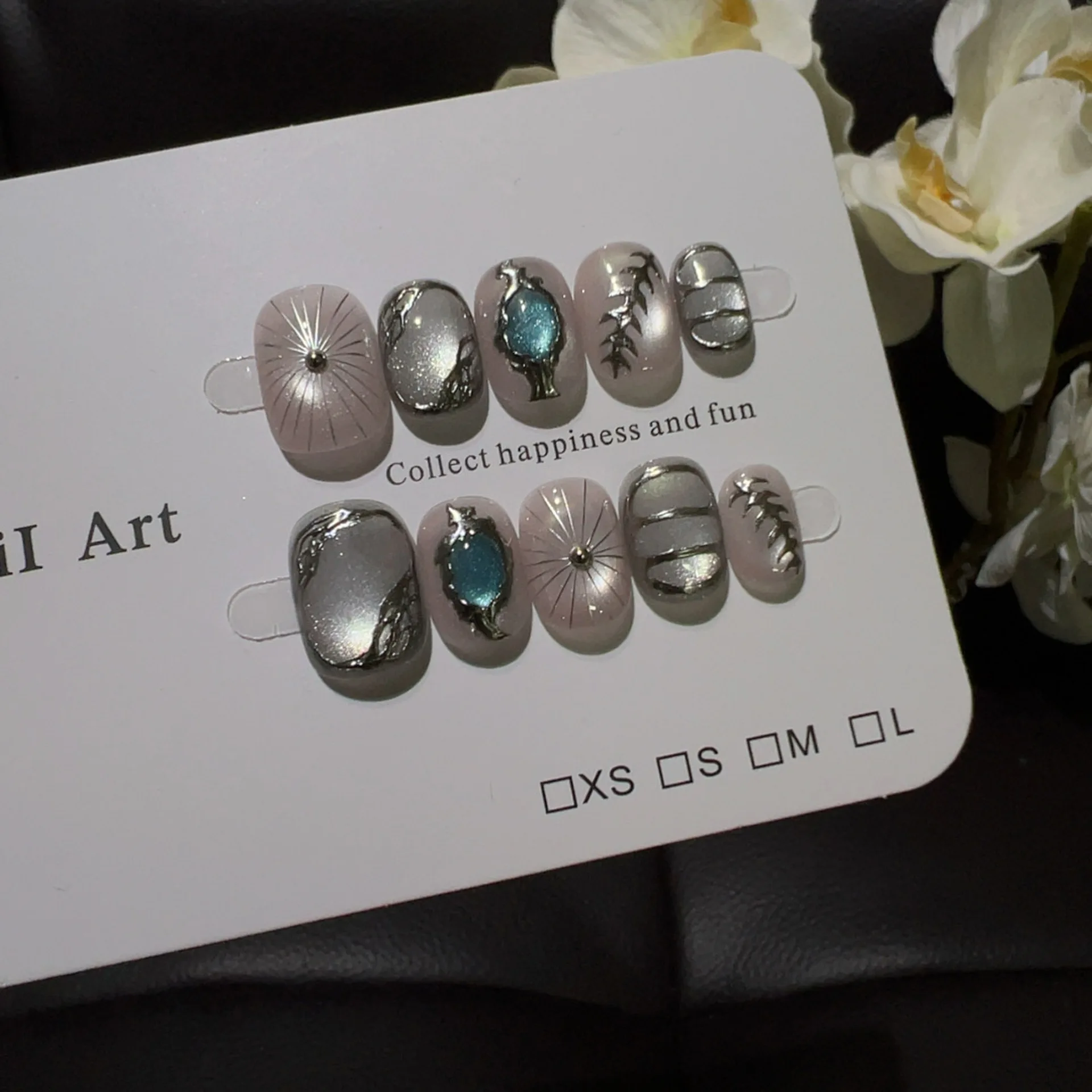 10 ชิ้น เล็บปลอมแบบกดติดทำมือ  - Nail Art Full Cat Eye บทวิจารณ์และราคา