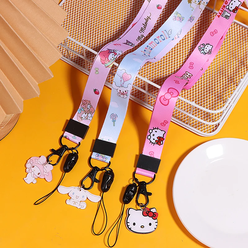 Sanrio Hello Kitty Cinnamoroll Melody Lanyard For Keys ID Card Gym Badge Holder Neck Strap Hang Rope Lariat For Mobile