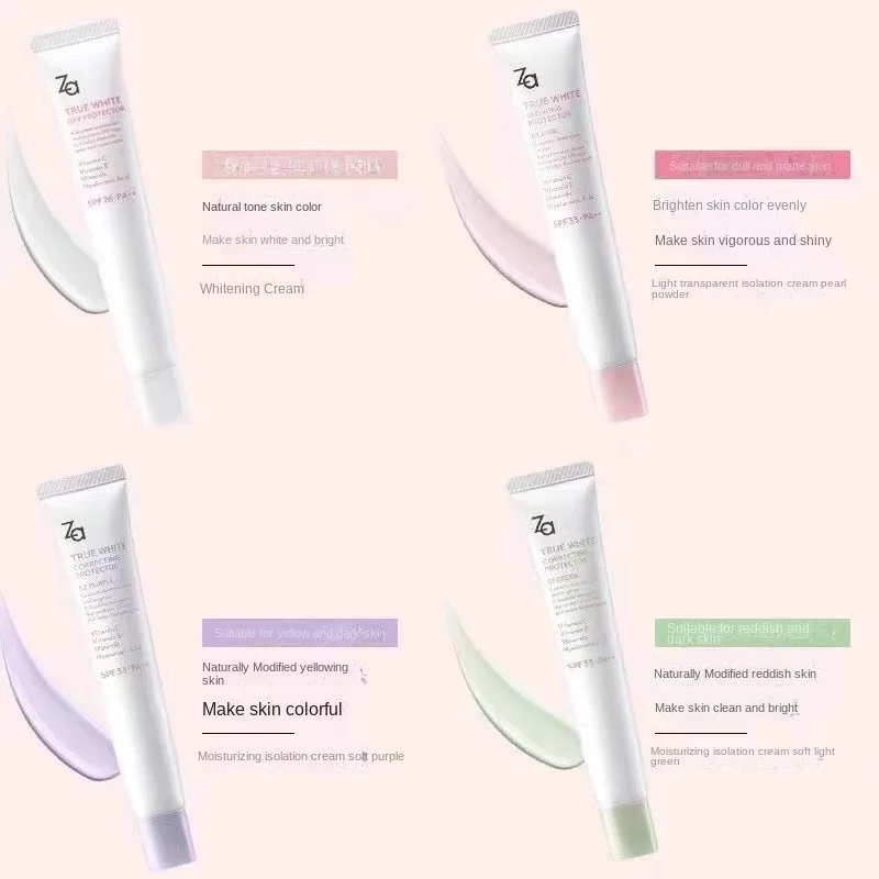 Za Isolation Cream Primer 3 في 1 مسام غير مرئية تفتيح البشرة ترطيب خافي عيوب البشرة قاعدة مكياج واقي من الشمس وجه برايم