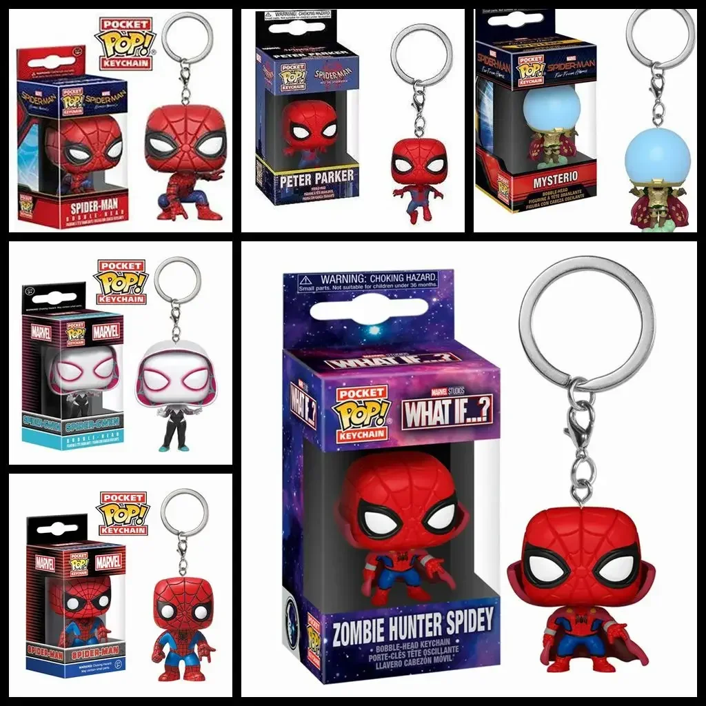 FUNKO مارفل سبايدر-GWEN الرجل العنكبوت بيتر باركر ميستيريو جيب المفاتيح الفينيل عمل الشكل جيب البوب جمع نموذج اللعب