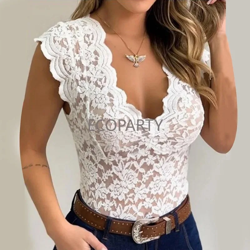 

Womens V Neck Sexy Lace Casual Vest Tank Tops Ladies Slim Fit Sleeveless Stretch Shirt High Quality Clothing 2025 women clothing