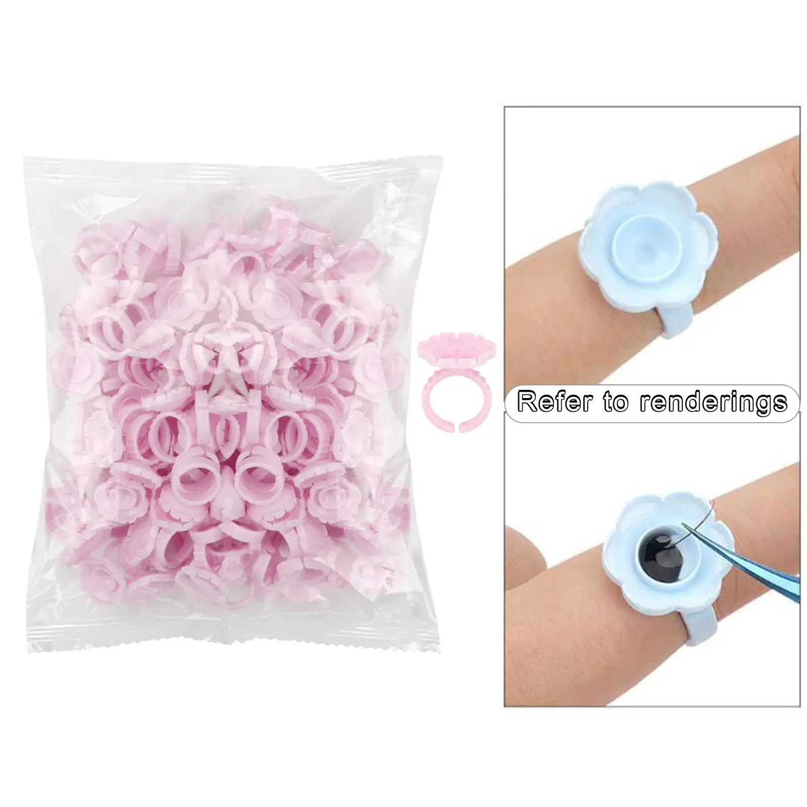 Pierścienie do mocowania kleju do przedłużania rzęs Jednorazowe silikonowe podkładki do wachlarzyków dla początkujących stylistów rzęs