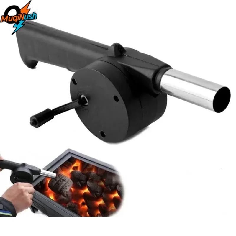 

MuqiNush Outdoor Barbecue Mini Fan Hand-Cranked Air Blower Portable BBQ Grill Fire Bellows Tools Picnic Camping Accessories Tool