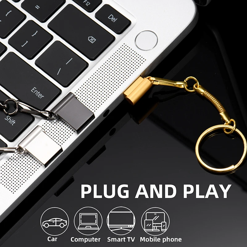 

Mini Metal Pen usb128GB Portable Business USB Flash Drives With Key Chain Memory Stick 64GB 32GB Silver U Disk