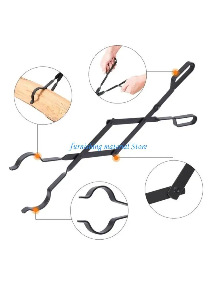 

Y5GD 26" Long Firewood Tongs Log Grabber Heavy Duty Wrought Iron Outside Outdoor
