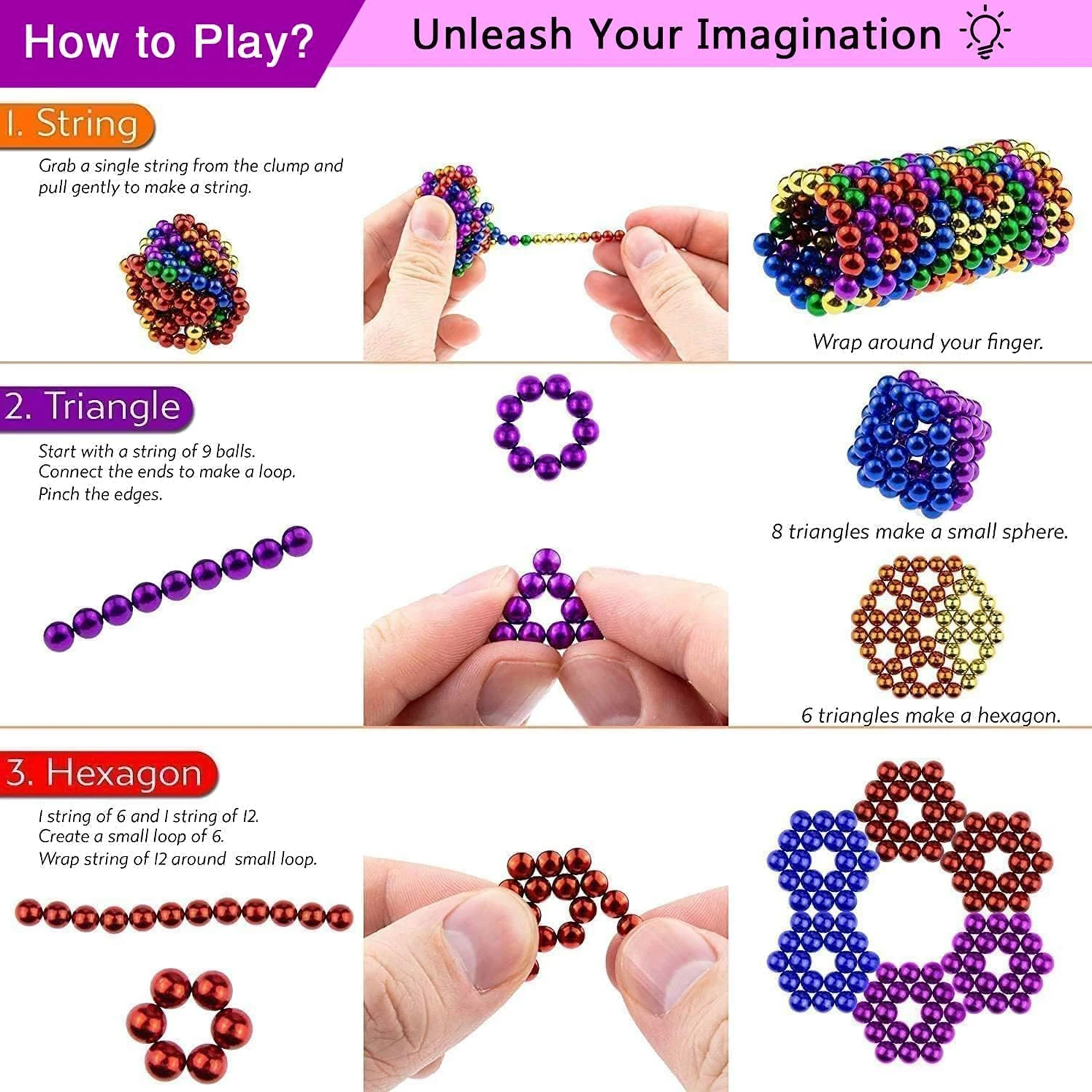 Palline magnetiche aggiornate per adolescenti, con antistress giocattolo Fidget per calze da regalo. (Multicolore-1001pz)