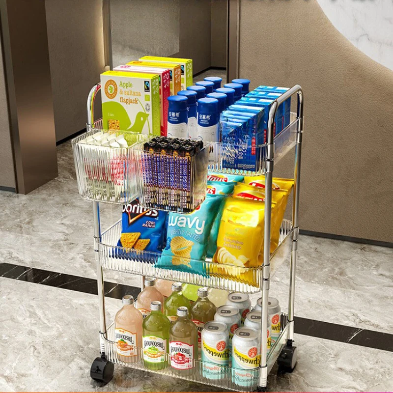 

Acrylic snack , living room, multifunctional, floor transparent, movable small cart, multi-layer storage rack