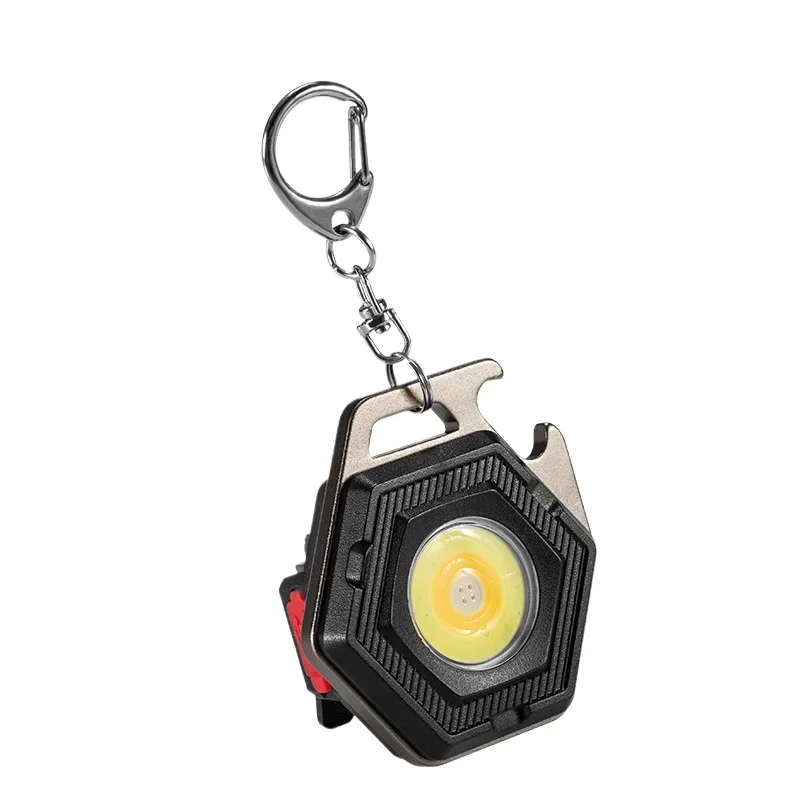 Mini LED Working Light Multifunctional COB Keychain Light Rechargeable Portable Flashlight Outdoor Camping Torch