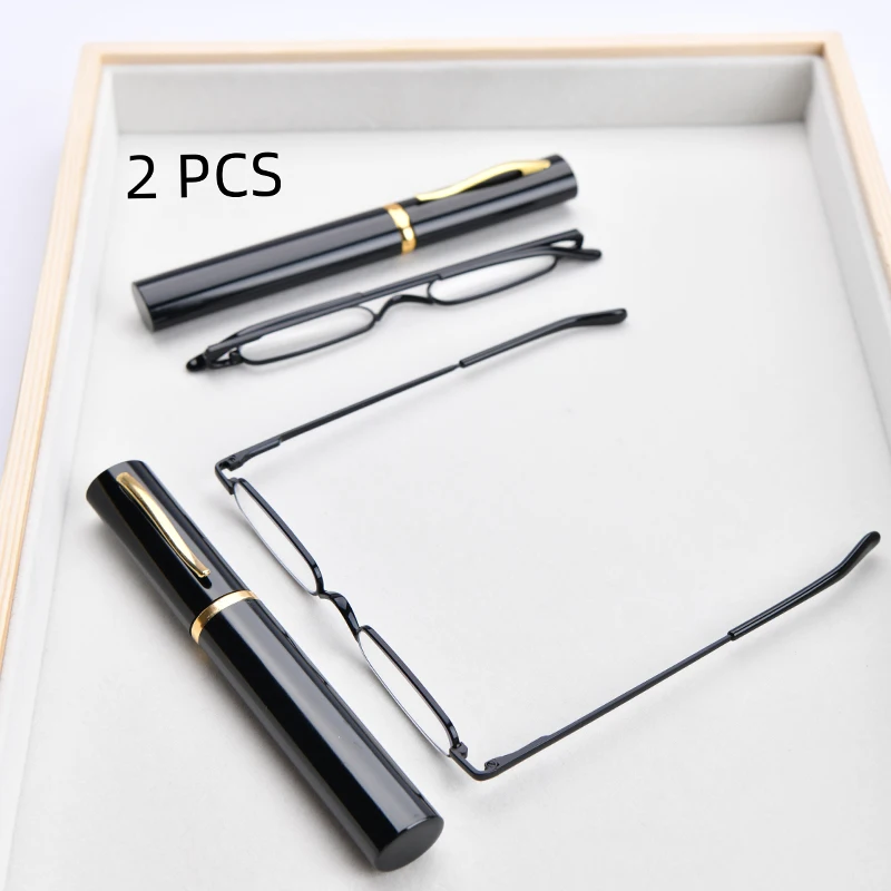 2PCS Anzug Ultraleicht Metall Rahmen Lesebrille Vintage Platz Kleine Schmale Brillen Metall Hohe Qualität Presbyopie Brille +1 – Detail 3