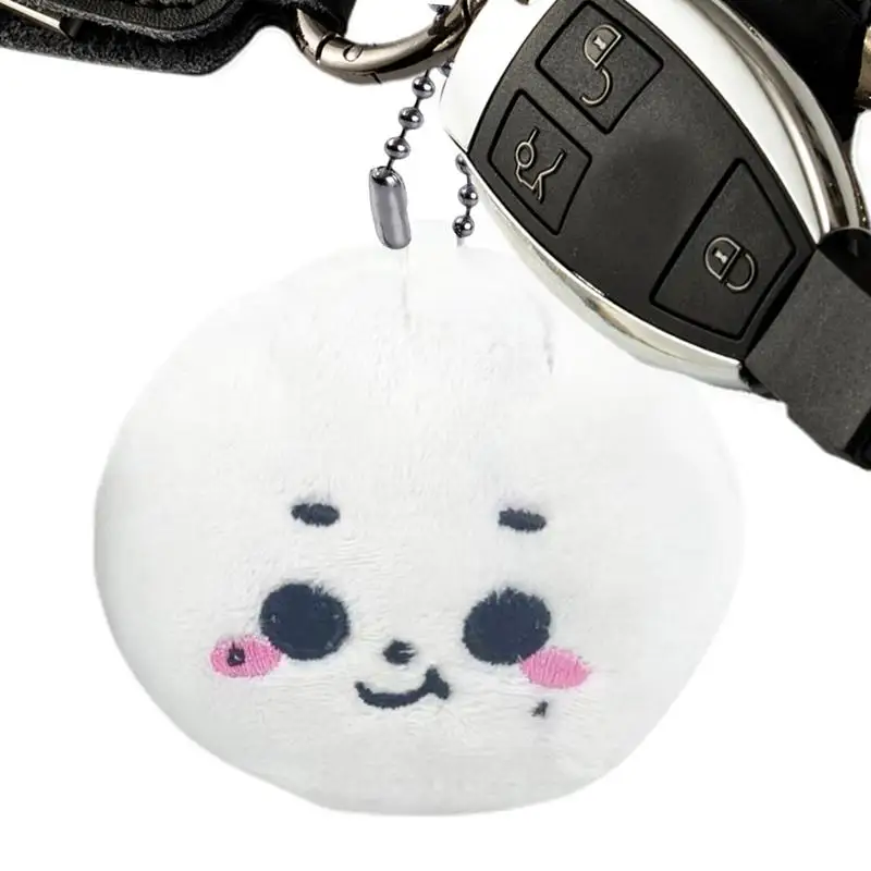 Steamed Bun Plush Ornament Cartoon Steamed Bun Keychain Pendant Soft Car Rearview Mirror Decor Phone Case Adornment For School