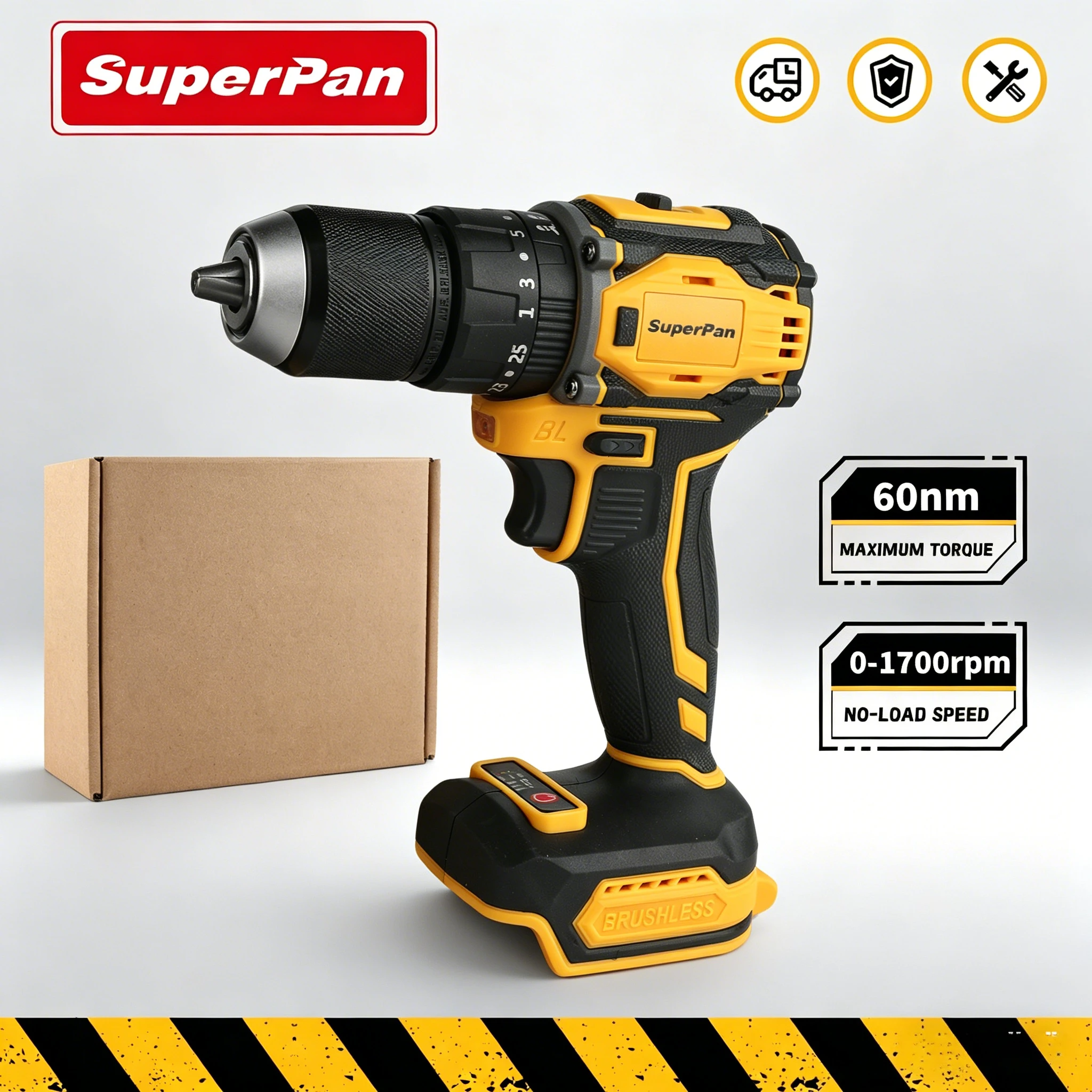 

High speed brushless handheld drill for drilling and screwing For DewaltBattery pin (Excluding battery and power adapter)