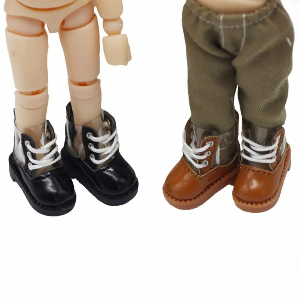 Puppen zubehör Schnürung transparente Puppen stiefel Mode Cartoon bjd Puppen schuhe schöne süße ob11 Regens tiefel Baby zubehör