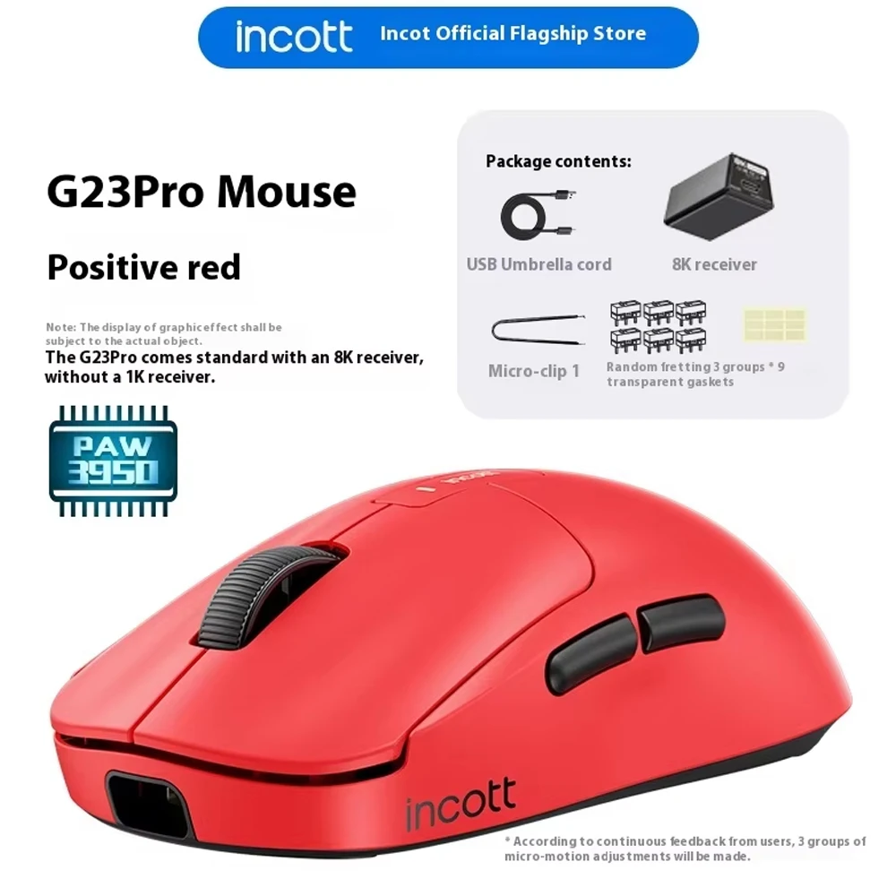 

Incott G23 Pro Wireless Mouse 8K Dual Mode Paw3950 Fast Charge Hot Swap Gaming Mouse Ergonomics Pc Gamer Accessories Gift