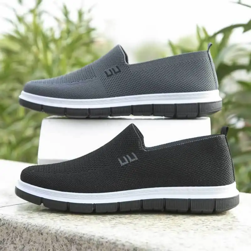 Mesh Men Shoes Solid Color Loafers Male Sneakers Outdoor Casual Shoe Sports Slip-on Breathable Hard-Wearing Sapatos Masculinos