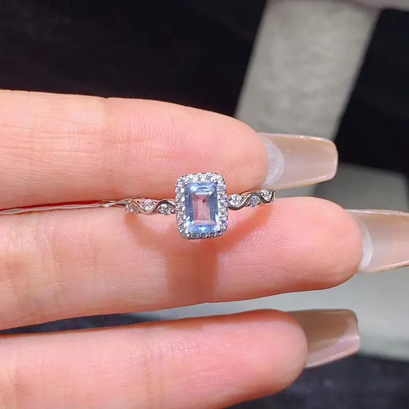 

Ювелирные изделия из серебра 925 пробы, кольцо с натуральным топазом для помолвки, прямоугольное, 4 мм*6 мм, 0,5 карата, украшение из натурального хром-топаза.