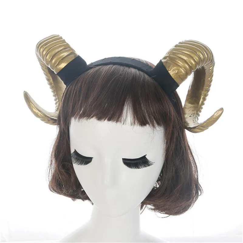 Tocado de cuerno de oveja Lolita gótica para mujer, diadema de cuerno malvado de demonio, accesorios de Cosplay, accesorios de Halloween, horquilla