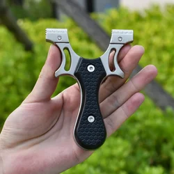 Zinc Alloy Black Embossed Anti-slip Slingshot Professional Sling Shooting High-precision Slingshot Scale Aiming With Rubber Band