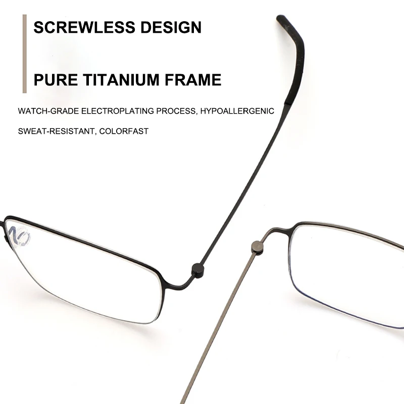 Luxury Thin-Rimmed Pure Titanium Glasses Frames Screwless Ultra-Lightweight Eyeglasses Men's Business Casual Spectacles